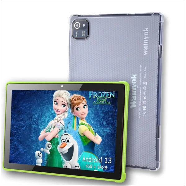 10.1 Inch Android 13 Tablet Kids Tablets: 6GB + 64GB, 1TB Expandable | 2.0GHz Octa-Core, Dual Cameras (5MP+8MP), HD IPS Screen, WiFi 5, Bluetooth 5.0, GMS Certified, Green
