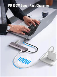 10-in-1 USB C Docking Station Dual Monitors for Windows,Dual HDMI Adapter 4 USB 3.0/2.0, 100W PD, USB-C Data,SD/TF for Dell XPS 13/15, Lenovo Yoga,etc