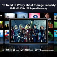 10 Inch Tablet, Android 14 with 12GB RAM+128GB ROM(Expand to 1TB), Octa Core 1280 * 800 IPS HD Display Android Tablet, Unisoc A523 CPU, 5G/2.4G WiFi, Dual 5MP+8MP Camera,(Gray)