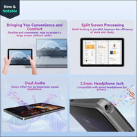 10 Inch Tablet, Android 14 with 12GB RAM+128GB ROM(Expand to 1TB), Octa Core 1280 * 800 IPS HD Display Android Tablet, Unisoc A523 CPU, 5G/2.4G WiFi, Dual 5MP+8MP Camera,(Gray)