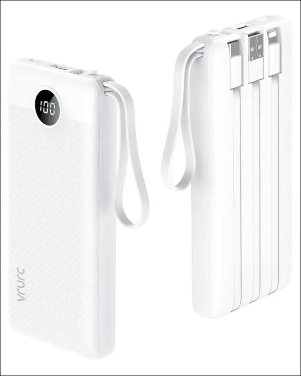 10000mAh Power Bank Built in 4 Cables, Portable Charger for iPhone, 6 Output 3 Input, LED Display, Cell Phone Battery Pack with Micro & USB C Cables Compatible with...