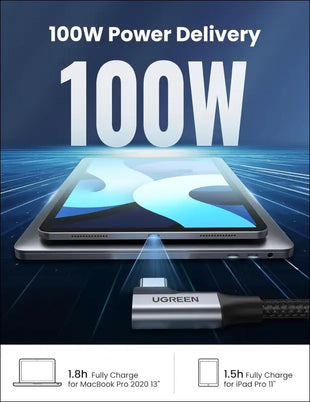 100W USB C to USB C Charger Cable 90 Degree, USB3.2 GEN1 5Gbps Data Transfer, 4K@60Hz Video Cord, Right Angle, Compatible with Iphone 16 Pro Max/15, Macbook, Ipad Pro, Quest 3, Galaxy S25, 1M