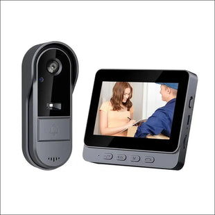 1080P Wireless Doorbell Video Camera, 2-Way Audio Included Chime, Video Doorbell Intercom System with 4.3 Inch Screen, IP66 Waterproof, Indoor