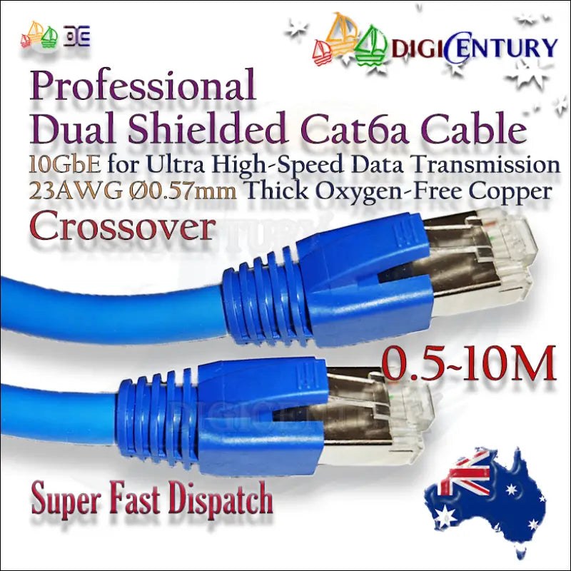 10GbE High Speed Cat6a RJ45 Shielded OFC SFTP Ethernet Cable 0.5m-10m Crossover