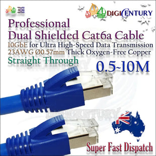 10GbE High Speed Cat6a RJ45 Shielded OFC Straight Through Ethernet Cable 0.5-10m