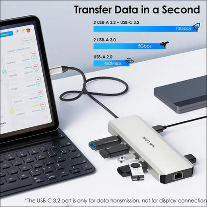 10Gbps USB C Docking Station Dual Monitor, USB C Hub Adapter with Dual HDMI, PD 100W, USB 3.2&USB-C 10 in 1 Hub, 5Gbps USB 3.0, USB 2.0, Ethernet, USB C Dock for Mac/Dell/HP/Lenovo