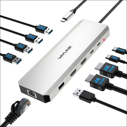 10Gbps USB C Docking Station Dual Monitor, USB C Hub Adapter with Dual HDMI, PD 100W, USB 3.2&USB-C 10 in 1 Hub, 5Gbps USB 3.0, USB 2.0, Ethernet, USB C Dock for Mac/Dell/HP/Lenovo