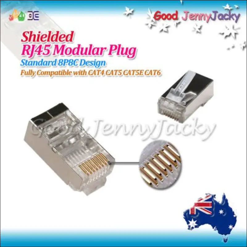 10x Shielded Goldplated RJ45 CAT5 CAT6a Modular Plug Network Connector 8P8C