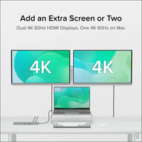 11-in-1 USB-C Hub 100W USB-C Pass-Through, Laptop Docking Station Dual Monitor with 4K 60Hz HDMI, Compatible with Thunderbolt 4/3, USB-C Windows, Chromebooks, 1x USB-C, 3X USB, SD, Ethernet