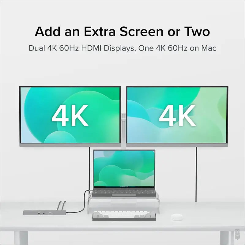 11-in-1 USB-C Hub 100W USB-C Pass-Through, Laptop Docking Station Dual Monitor with 4K 60Hz HDMI, Compatible with Thunderbolt 4/3, USB-C Windows, Chromebooks, 1x USB-C, 3X USB, SD, Ethernet