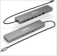 11-in-1 USB-C Hub 100W USB-C Pass-Through, Laptop Docking Station Dual Monitor with 4K 60Hz HDMI, Compatible with Thunderbolt 4/3, USB-C Windows, Chromebooks, 1x USB-C, 3X USB, SD, Ethernet