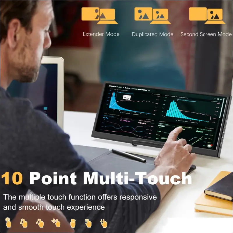 12.3 Inch Touchscreen Secondary Monitor, IPS Stretched Bar LCD Travel Touch Display 1920 * 720 HDMI USBC, Portable Touch Screen for Laptop Computer Windows Aida64 GPU CPU RAM...