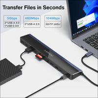 12-in-1 Laptop Docking Station USB C, 4K@60Hz Dual Monitor Dockingstation, 2*HDMI 3.0, 6*USB, 85W PD, SD/TF, Ethernet, Audio for Windows, Lenovo, Thinkpad, Dell, HP, ASUS, Surface etc.