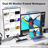 12-in-1 Laptop Docking Station USB C, 4K@60Hz Dual Monitor Dockingstation, 2*HDMI 3.0, 6*USB, 85W PD, SD/TF, Ethernet, Audio for Windows, Lenovo, Thinkpad, Dell, HP, ASUS, Surface etc.