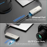 12-in-1 USB C Docking Station Triple Monitor USB C Hub Dual HDMI Adapter, Type C Multiport Hub Triple Display 4K HDMI DisplayPort, USB 3.0/2.0 Ports, Ethernet, 85W PD, TF/SD Card Reader, Audio