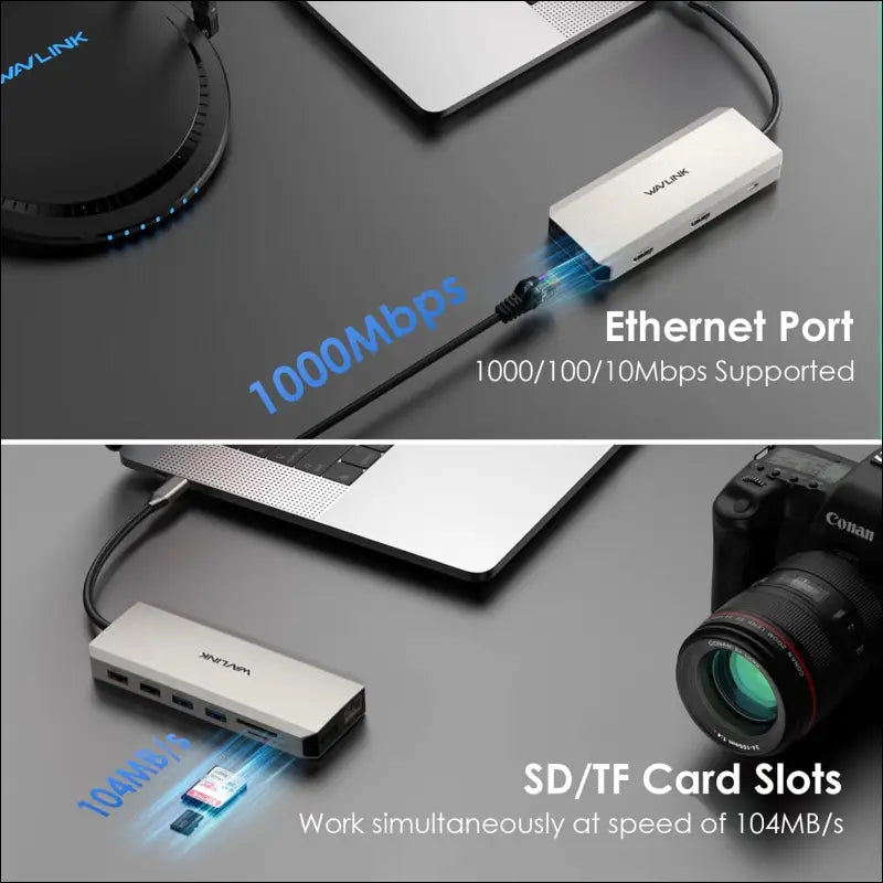 12-in-1 USB C Docking Station Triple Monitor USB C Hub Dual HDMI Adapter, Type C Multiport Hub Triple Display 4K HDMI DisplayPort, USB 3.0/2.0 Ports, Ethernet, 85W PD, TF/SD Card Reader, Audio