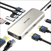 12-in-1 USB C Docking Station Triple Monitor USB C Hub Dual HDMI Adapter, Type C Multiport Hub Triple Display 4K HDMI DisplayPort, USB 3.0/2.0 Ports, Ethernet, 85W PD, TF/SD Card Reader, Audio