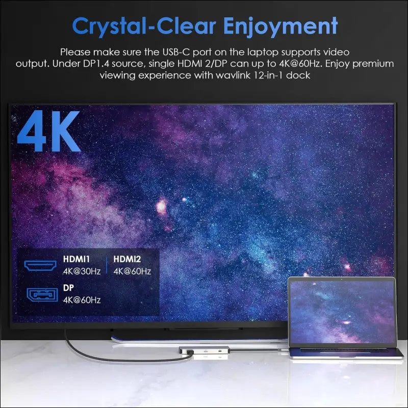 12-in-1 USB C Docking Station Triple Monitor USB C Hub Dual HDMI Adapter, Type C Multiport Hub Triple Display 4K HDMI DisplayPort, USB 3.0/2.0 Ports, Ethernet, 85W PD, TF/SD Card Reader, Audio