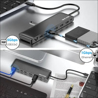 12-in-1 USB C Triple Display Docking Station Support 85W Charging for PC Max 4K@60Hz with DisplayPort HDMI PD USB
