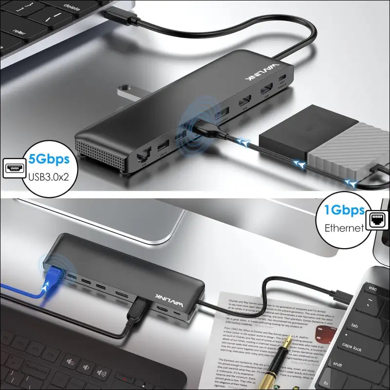 12-in-1 USB C Triple Display Docking Station Support 85W Charging for PC Max 4K@60Hz with DisplayPort HDMI PD USB
