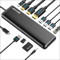 12-in-1 USB C Triple Display Docking Station Support 85W Charging for PC Max 4K@60Hz with DisplayPort HDMI PD USB