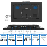 13.3 Inch Monitor 1366 x 768 LED Screen, Small PC Monitor with HDMI VGA AV BNC USB, Mini Monitor for Fire Stick, PC, Computer, Raspberry Pi, Integrated Speaker