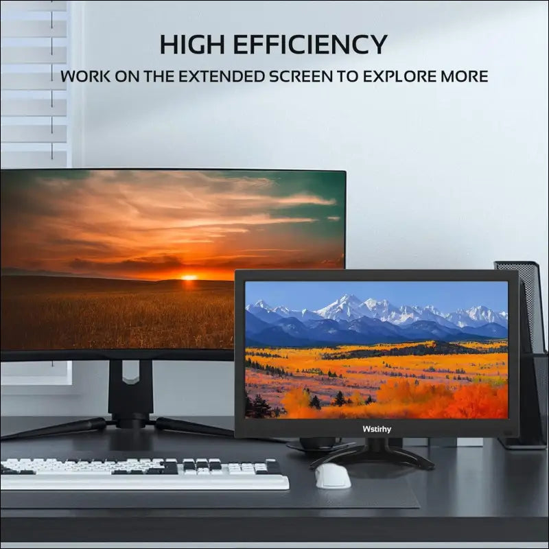 13.3 Inch Monitor 1366 x 768 LED Screen, Small PC Monitor with HDMI VGA AV BNC USB, Mini Monitor for Fire Stick, PC, Computer, Raspberry Pi, Integrated Speaker