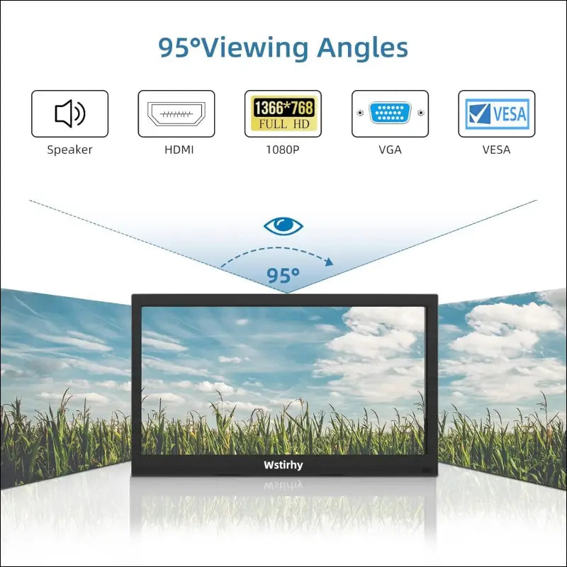 13.3 Inch Monitor 1366 x 768 LED Screen, Small PC Monitor with HDMI VGA AV BNC USB, Mini Monitor for Fire Stick, PC, Computer, Raspberry Pi, Integrated Speaker