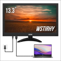 13.3 Inch Monitor 1366 x 768 LED Screen, Small PC Monitor with HDMI VGA AV BNC USB, Mini Monitor for Fire Stick, PC, Computer, Raspberry Pi, Integrated Speaker