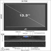 13.3 Inch Portable Monitor, Kenowa Extended Screen HDMI VGA Computer Gaming Display for Computer/Laptop/PC/Windows OS/Raspberry Pi/WiiU/Xbox360/PS4 HD Resolution 1366×768