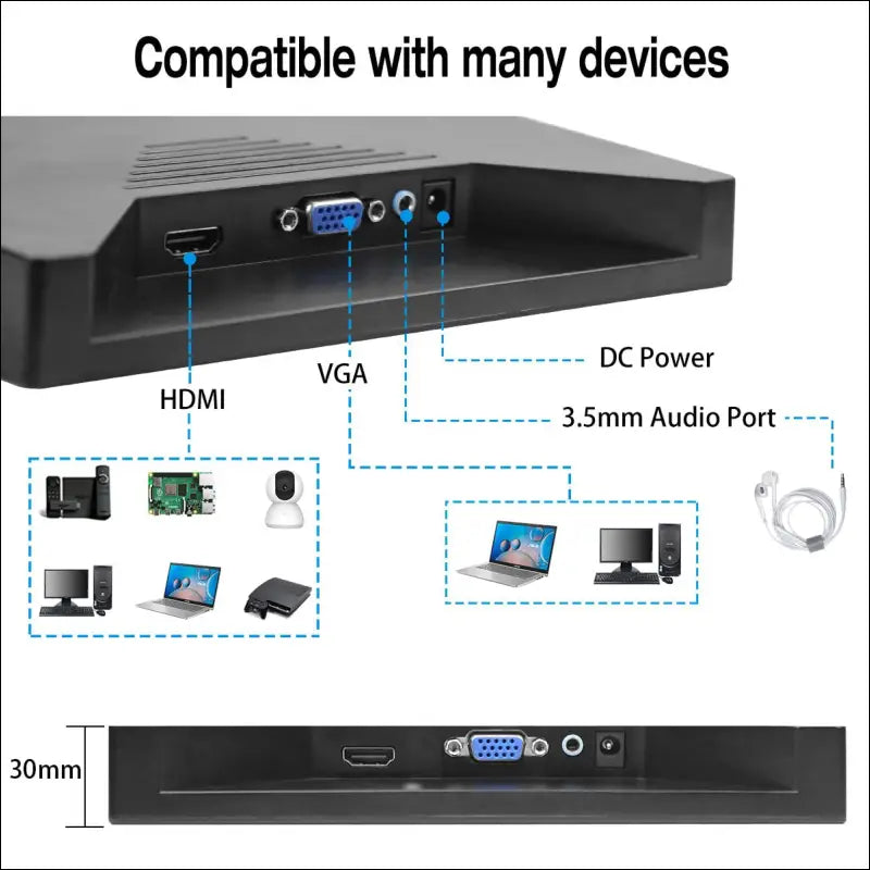 13.3 Inch Portable Monitor, Kenowa Extended Screen HDMI VGA Computer Gaming Display for Computer/Laptop/PC/Windows OS/Raspberry Pi/WiiU/Xbox360/PS4 HD Resolution 1366×768