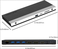 13-in-1 USB C Docking Station【Triple 4K Display,100W PD Charging】Max 4K@60Hz Type-C Adapter with 2 DisplayPort, HDMI, USB 3.0, Gigabit Ethernet, SD/TF Card Slot, Audio Jack for Windows&Mac OS