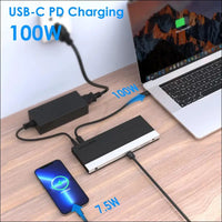 13-in-1 USB C Docking Station【Triple 4K Display,100W PD Charging】Max 4K@60Hz Type-C Adapter with 2 DisplayPort, HDMI, USB 3.0, Gigabit Ethernet, SD/TF Card Slot, Audio Jack for Windows&Mac OS