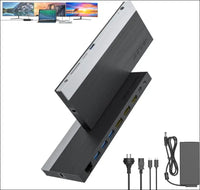 13-in-1 USB C Docking Station【Triple 4K Display,100W PD Charging】Max 4K@60Hz Type-C Adapter with 2 DisplayPort, HDMI, USB 3.0, Gigabit Ethernet, SD/TF Card Slot, Audio Jack for Windows&Mac OS