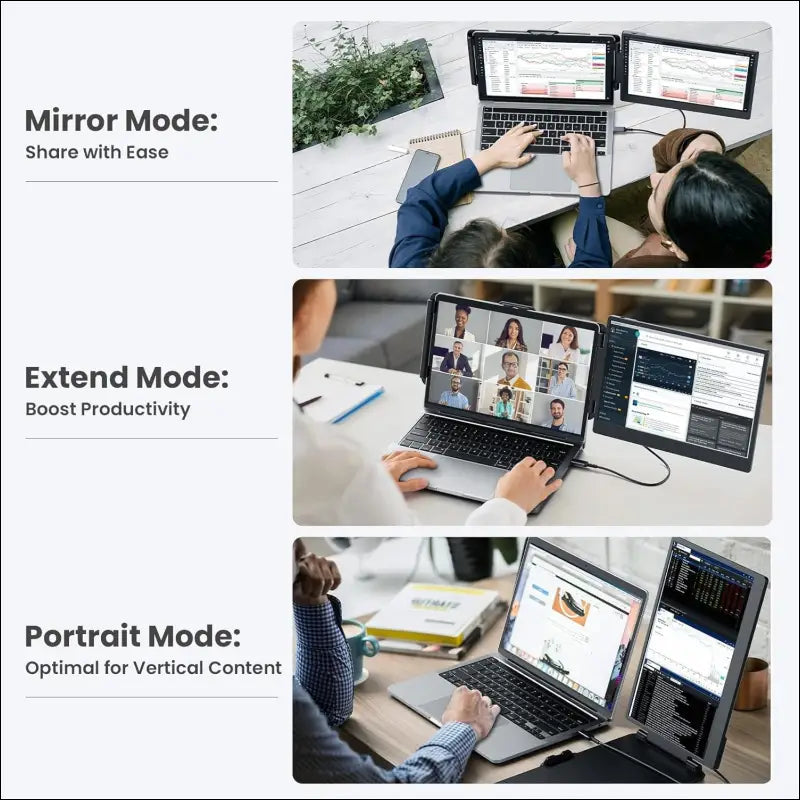 14" Dual Screen Laptop Monitor, 1080P FHD Laptop Screen, Portable Monitor for Laptop with Speakers, Plug&Play, Laptop Monitor for Mac Win Android