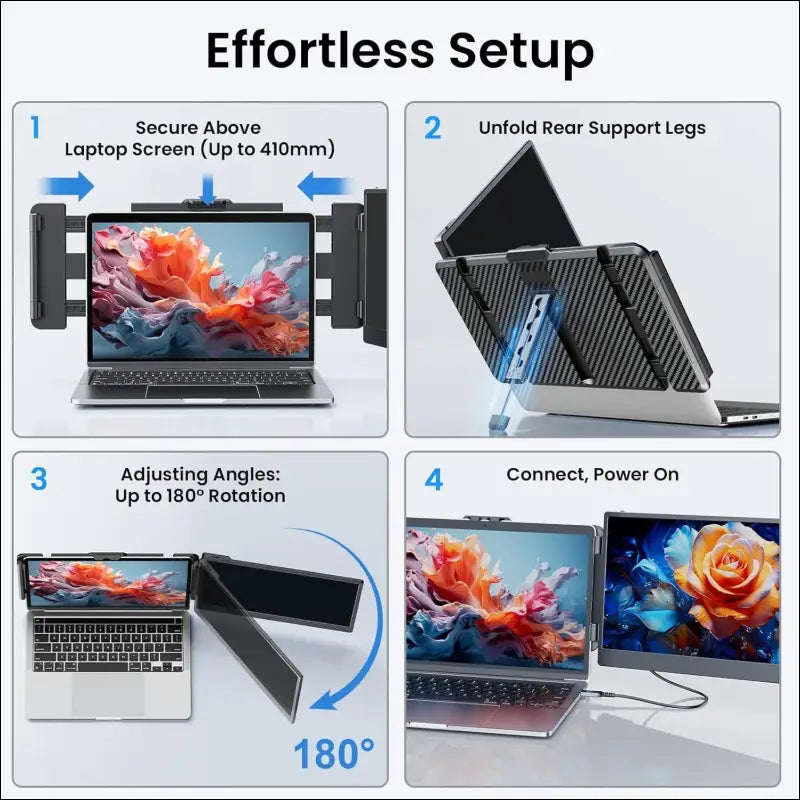 14" Dual Screen Laptop Monitor, 1080P FHD Laptop Screen, Portable Monitor for Laptop with Speakers, Plug&Play, Laptop Monitor for Mac Win Android