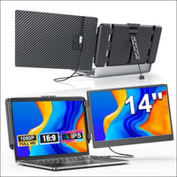 14" Dual Screen Laptop Monitor, 1080P FHD Laptop Screen, Portable Monitor for Laptop with Speakers, Plug&Play, Laptop Monitor for Mac Win Android