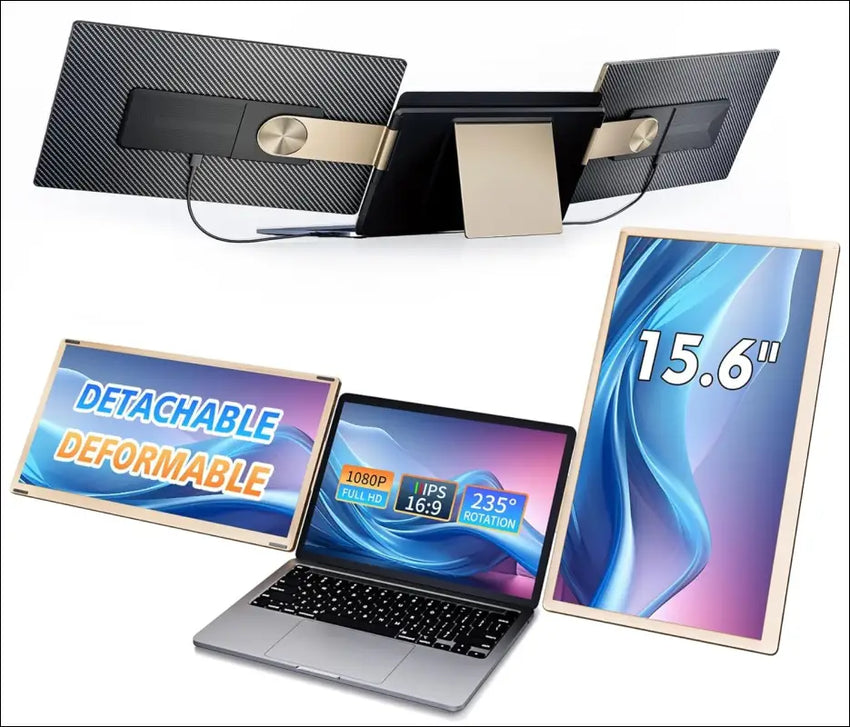 14" Dual Screen Laptop Monitor, 1080P FHD Laptop Screen, Portable Monitor for Laptop with Speakers, Plug&Play, Laptop Monitor for Mac Win Android