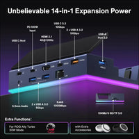 14-in-1 RGB 4K@120Hz Docking Station for Steam Deck OLED/ROG Ally X/Lenovo Legion Go, Stream Deck Dock with HDMI Gigabit Ethernet 10Gbps USB 3.2, SD/TF Slots, 1Gbps Ethernet, 100W USB-C Charge