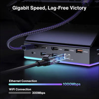 14-in-1 RGB 4K@120Hz Docking Station for Steam Deck OLED/ROG Ally X/Lenovo Legion Go, Stream Deck Dock with HDMI Gigabit Ethernet 10Gbps USB 3.2, SD/TF Slots, 1Gbps Ethernet, 100W USB-C Charge