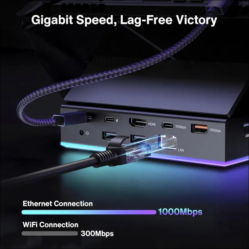 14-in-1 RGB 4K@120Hz Docking Station for Steam Deck OLED/ROG Ally X/Lenovo Legion Go, Stream Deck Dock with HDMI Gigabit Ethernet 10Gbps USB 3.2, SD/TF Slots, 1Gbps Ethernet, 100W USB-C Charge