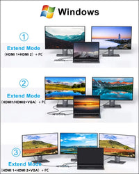 14 in 1 USB-C Docking Station - Dual Monitor Laptop Dock with 2 HDMI VGA 5 USB SD/TF for Dell/Surface/HP/Lenovo Laptops