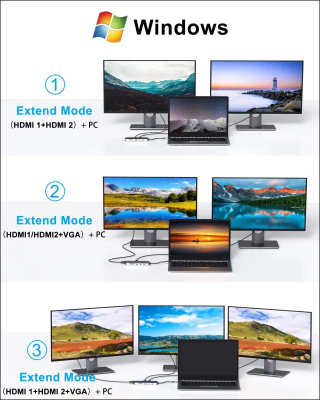 14 in 1 USB-C Docking Station - Dual Monitor Laptop Dock with 2 HDMI VGA 5 USB SD/TF for Dell/Surface/HP/Lenovo Laptops