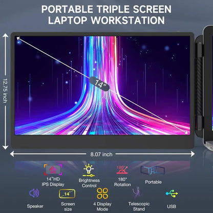 14 Inch FHD 1080P IPS Portable Monitor, Laptop Screen Extension for 13-17.3 Inch Laptop/Mobile Phone/PC/Xbox/PS/Switch/MacBook