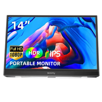 14 Inch Portable Monitor USB C 1920 x 1080p IPS Screen Portable HDMI Monitor with Two Speakers Mobile Monitor for PC Laptop Xbox PS4/5 Switch