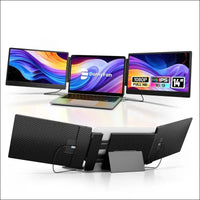 14" Laptop Monitor, 1080P FHD Screen Extension for Laptop, HDMI/USB-A/Type-C Plug and Play, Compatible with Windows/Mac/Chrome/Switch/PS5