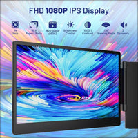 14" Laptop Monitor, 1080P FHD Screen Extension for Laptop, HDMI/USB-A/Type-C Plug and Play, Compatible with Windows/Mac/Chrome/Switch/PS5