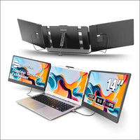 14" Laptop Screen Extender, FHD 1080P IPS Triple Portable Monitor for Laptop, HDMI/USB-A/Type-C Plug and Play for Windows, Mac, Android, Chrome, Switch & PS5, Work with...