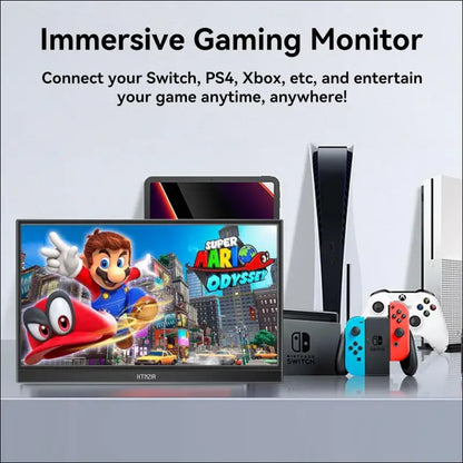 15.6 Inch 144Hz Portable Monitor, 1080P FHD Portable Gaming Monitor with HDR, External Second Screen for Laptop, PC, PS5, Xbox, Switch, Built-in Speaker and Stand