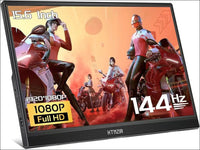 15.6 Inch 144Hz Portable Monitor, 1080P FHD Portable Gaming Monitor with HDR, External Second Screen for Laptop, PC, PS5, Xbox, Switch, Built-in Speaker and Stand